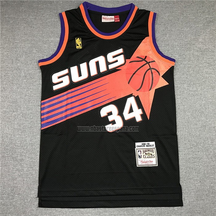 Camiseta Phoenix Suns Charles Barkley NO 34 Mitchell & Ness 1992-93 Negro